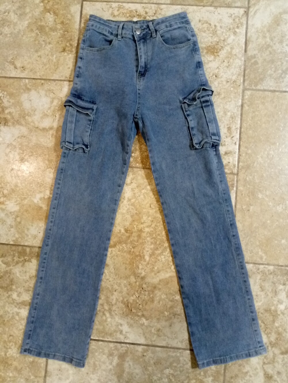 Women's Cargo Jeans in Blue Denim